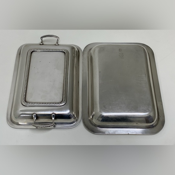 Antique Wallace EPNS Silver Plated Gadrooned Lidded Handled Serving Dish England - Picture 10 of 16